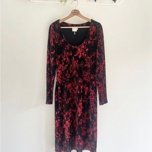Anthropologie Dierdre Velvet Column Dress medium HD in Paris Textured Red